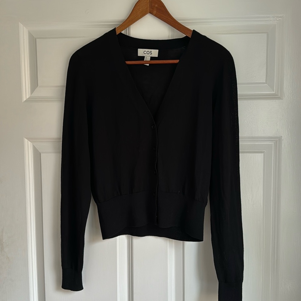 COS v-neck merino wool cardigan size small